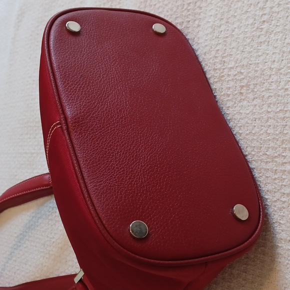 Fossil Vintage Dual Handle Red Nylon & Leather Tote 75082 - Picture 5 of 10